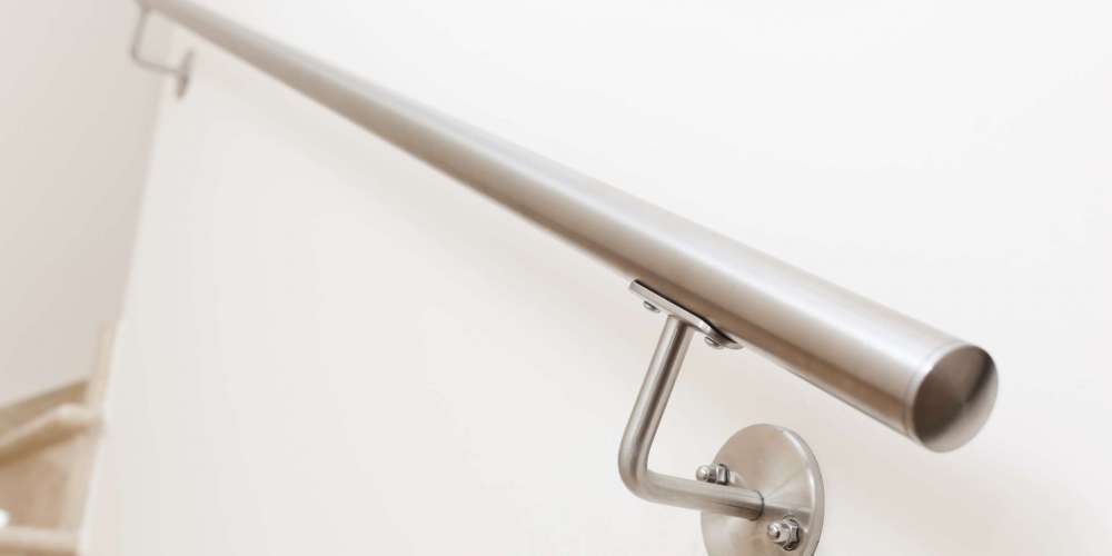 Modern steel handrail for stairs, interior house.